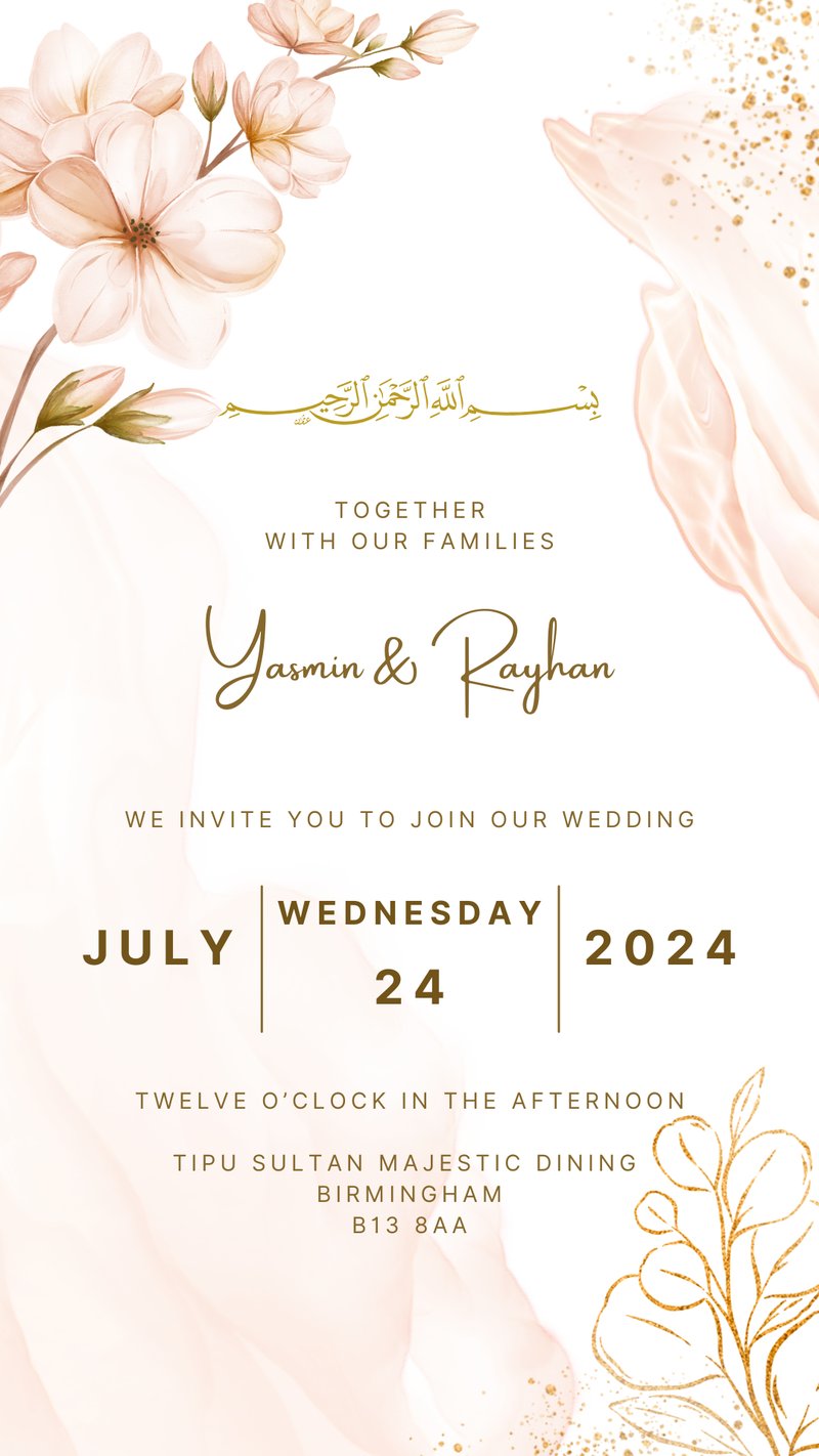 Wedding invitation suite with a matching RSVP card and envelope